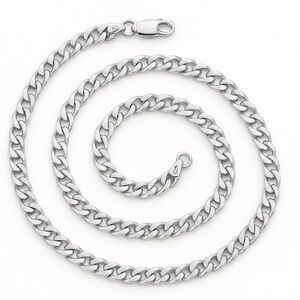 Stainless Steel Cuban Link Chain Necklace 24” | 7.5mm Wide Silver Curb Chain